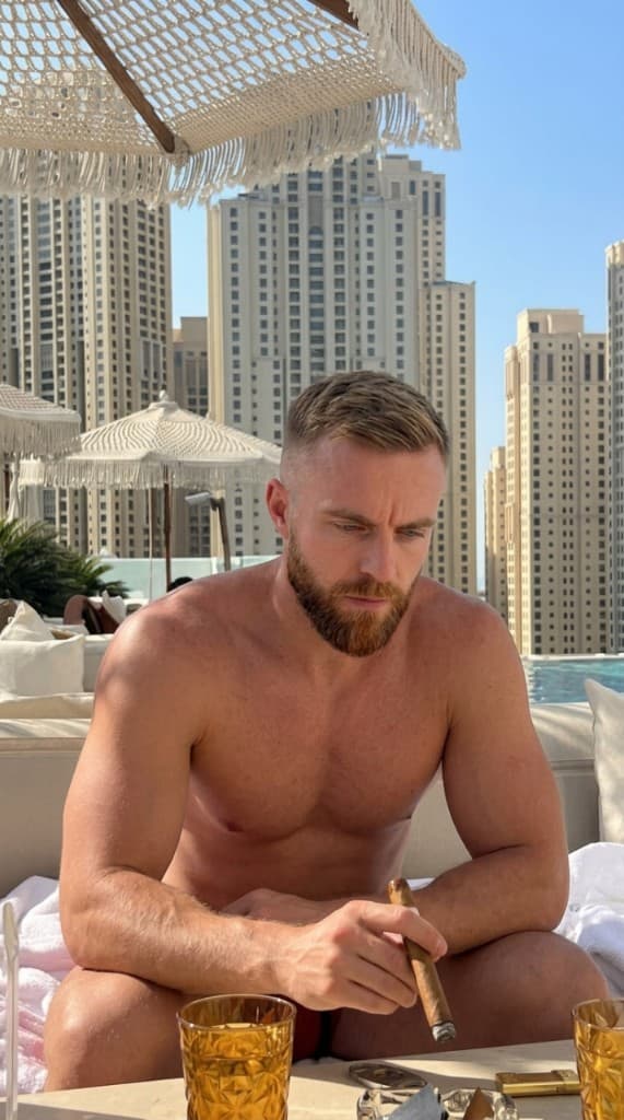 Ethan poolside in Dubai