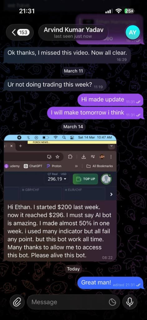 Arvind Kumar Yadav — $200 became $296 in one week