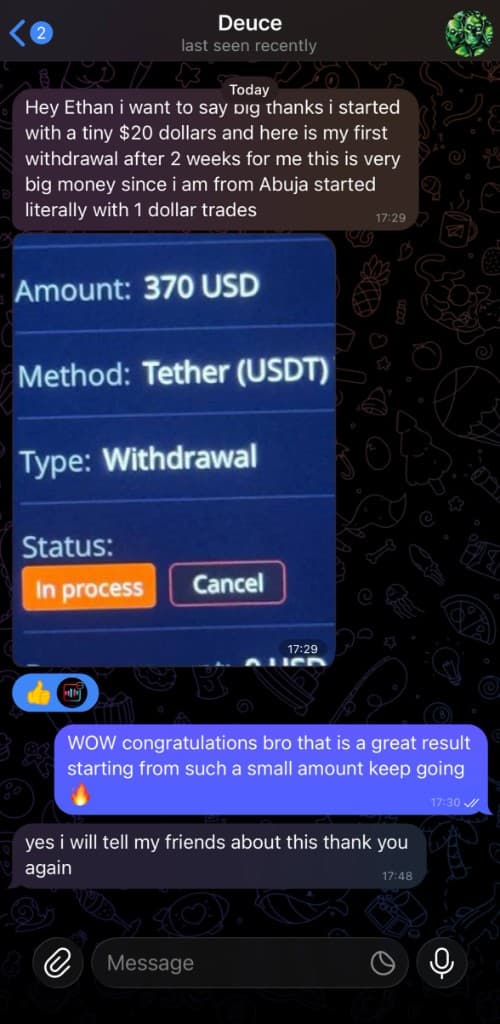 Deuce from Abuja — first $370 withdrawal starting from $20