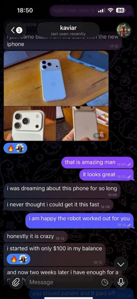 Kaviar — bought a new iPhone after growing $100 in two weeks